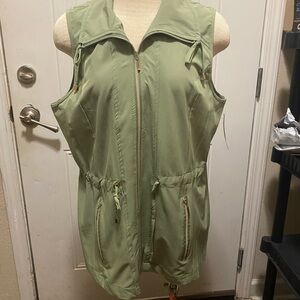 New Directions Sage Green Zip Utility Vest Small